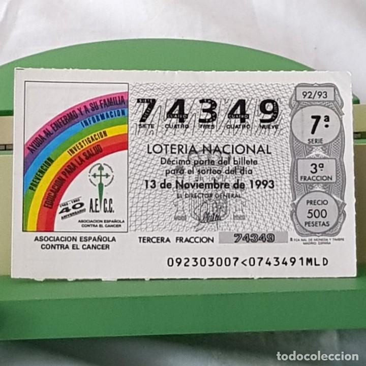 Lotteria Nationale Spagnola: LOTER&Iacute;A NACIONAL, SORTEO 92/93, 13 NOVIEMBRE 1993, ASOC. ESPA&Ntilde;OLA CONTRA EL C&Aacute;NCER, N&ordm; 74349