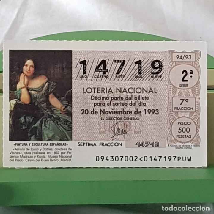 Lotteria Nationale Spagnola: LOTER&Iacute;A NACIONAL, SORTEO 94/93, 20 NOVIEMBRE 1993, CONDESA DE VILCHES, EMILIO MADRAZO, N&ordm; 14719