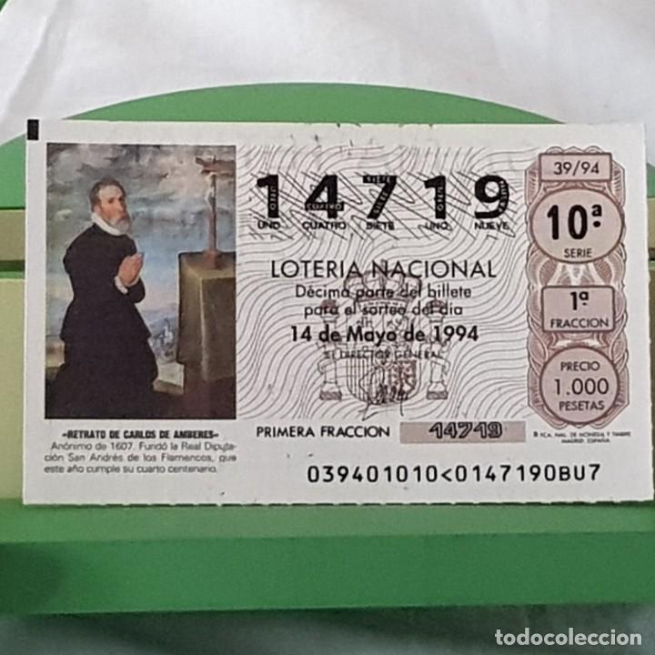 National Spanish Lottery: LOTER&Iacute;A NACIONAL, SORTEO 39/94, 14 MAYO 1994, RETRATO DE CARLOS DE AMBERES, N&ordm; 14719