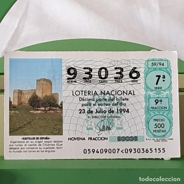 Loter&iacute;a Nacional: LOTER&Iacute;A NACIONAL, SORTEO 59/94, 23 JULIO 1994, CASTILLO DE CIFUENTES, GUADALAJARA, N&ordm; 93036