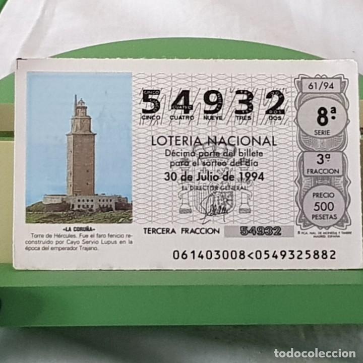 Loter&iacute;a Nacional: LOTER&Iacute;A NACIONAL, SORTEO 61/94, 30 JULIO 1994, TORRE DE H&Eacute;RCULES, LA CORU&Ntilde;A, N&ordm; 54932
