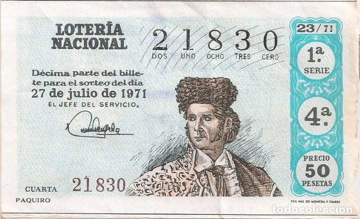Lotaria Nacional: LOTER&Iacute;A NACIONAL 21830 27 JULIO 1971 SORTEO 23/71
