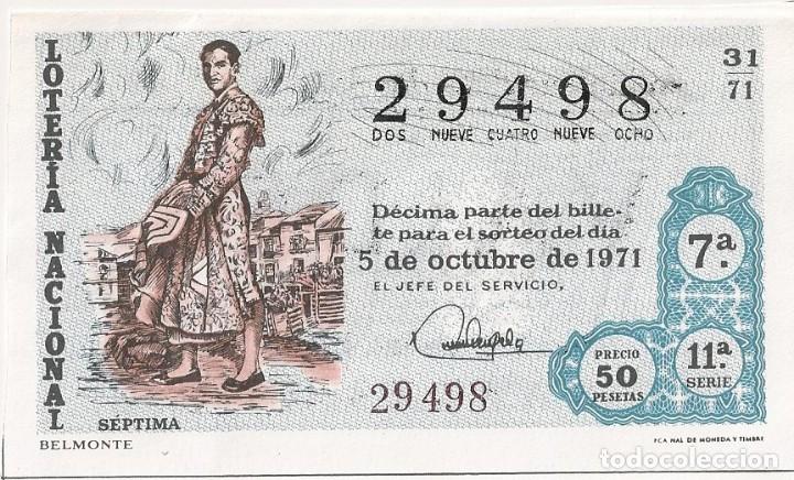 Lotaria Nacional: LOTER&Iacute;A NACIONAL 29498 5 OCTUBRE 1971 SORTEO 31/71