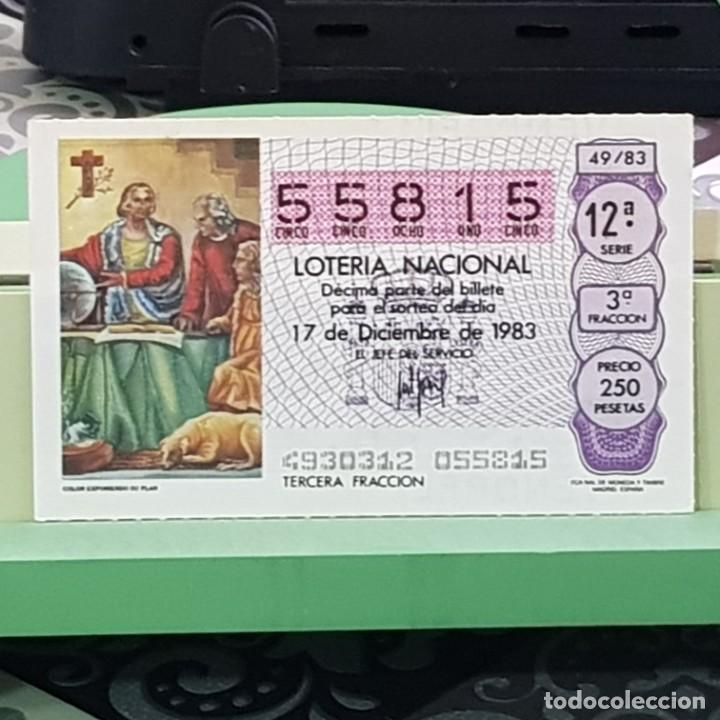 National Spanish Lottery: LOTERIA NACIONAL, SORTEO 49/83, 17 DICIEMBRE 1983, COL&Oacute;N EXPONIENDO SU PLAN, N&ordm; 55815, ALGO ARRUGADO