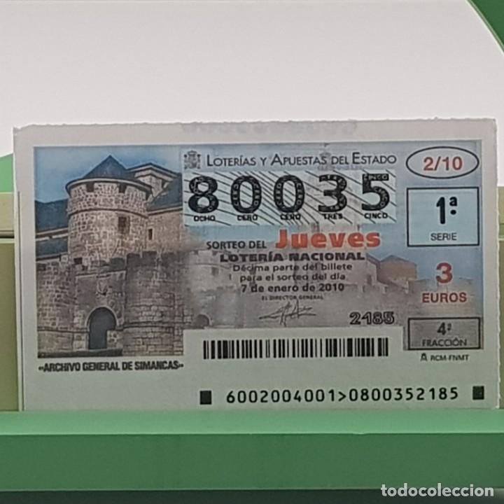 National Spanish Lottery: LOTERIA NACIONAL, JUEVES, 1/10, 7 ENERO 2010. ARCHIVO GENERAL DE SIMANCAS, N&ordm; 80035