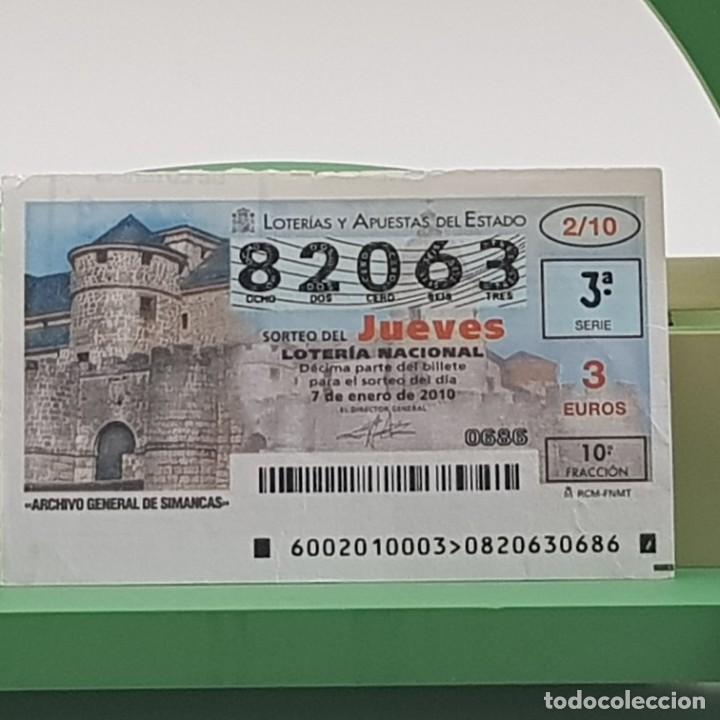 National Spanish Lottery: LOTERIA NACIONAL, JUEVES, 1/10, 7 ENERO 2010. ARCHIVO GENERAL DE SIMANCAS, N&ordm; 82063. ALGO ARRUGADO