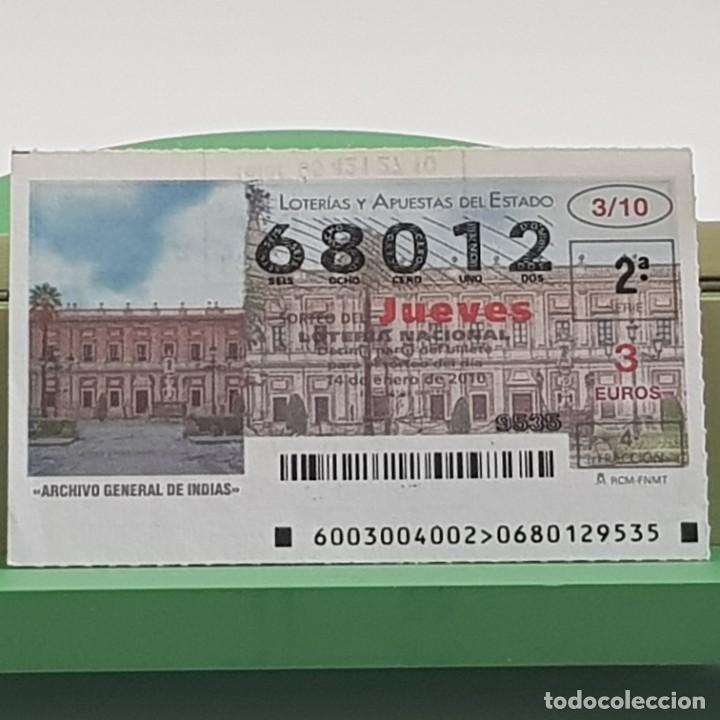 Lotaria Nacional: LOTERIA NACIONAL, JUEVES, 3/10, 14 ENERO 2010. ARCHIVO GENERAL INDIAS, SEVILLA, N&ordm; 68012