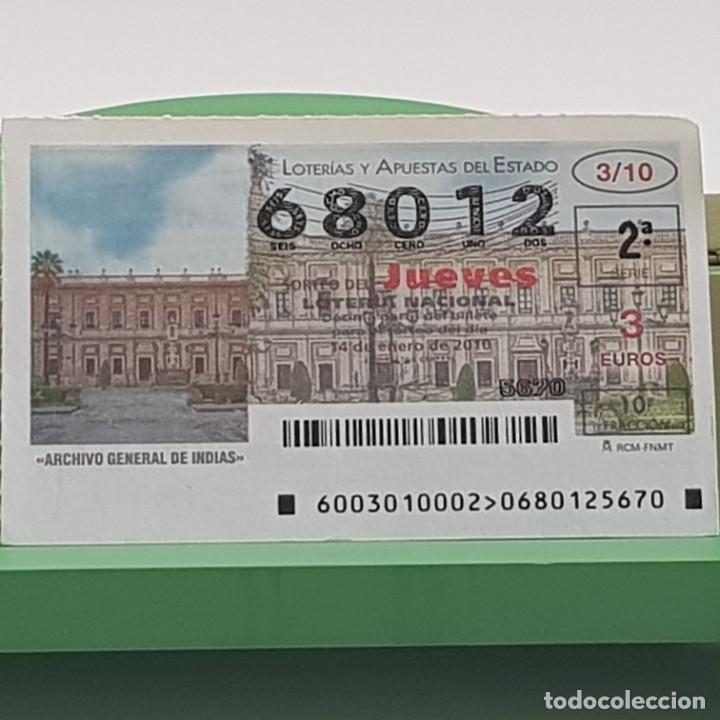 Lotaria Nacional: LOTERIA NACIONAL, JUEVES, 3/10, 14 ENERO 2010. ARCHIVO GENERAL INDIAS, SEVILLA, N&ordm; 68012