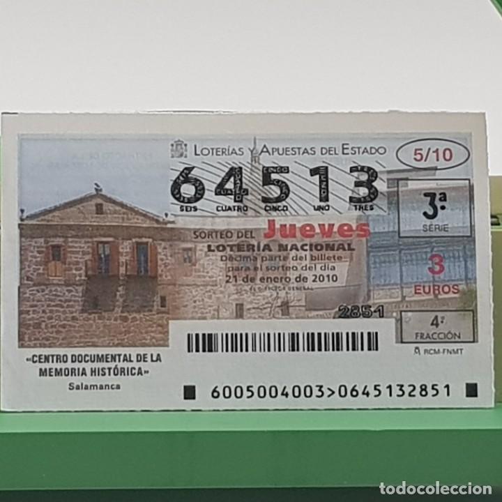 Nationale spanische Lotterie: LOTERIA NACIONAL, JUEVES, 5/10, 21 ENERO 2010. CENTRO DOCUMENTAL MEMORIA HIST&Oacute;RICA, N&ordm; 64513