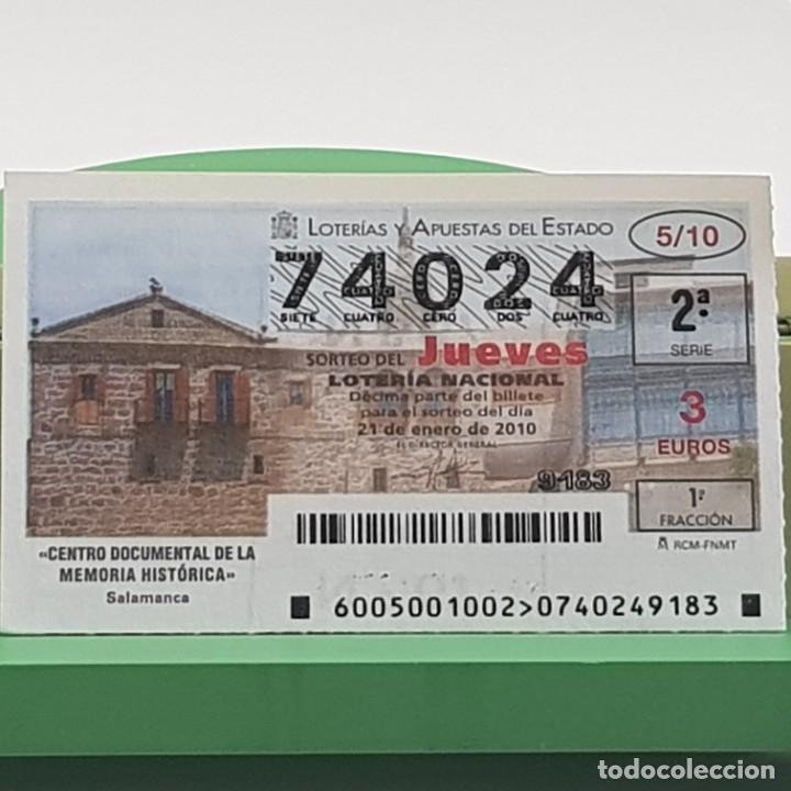 Nationale spanische Lotterie: LOTERIA NACIONAL, JUEVES, 5/10, 21 ENERO 2010. CENTRO DOCUMENTAL MEMORIA HIST&Oacute;RICA, N&ordm; 74024