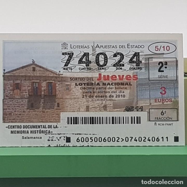 Nationale spanische Lotterie: LOTERIA NACIONAL, JUEVES, 5/10, 21 ENERO 2010. CENTRO DOCUMENTAL MEMORIA HIST&Oacute;RICA, N&ordm; 74024