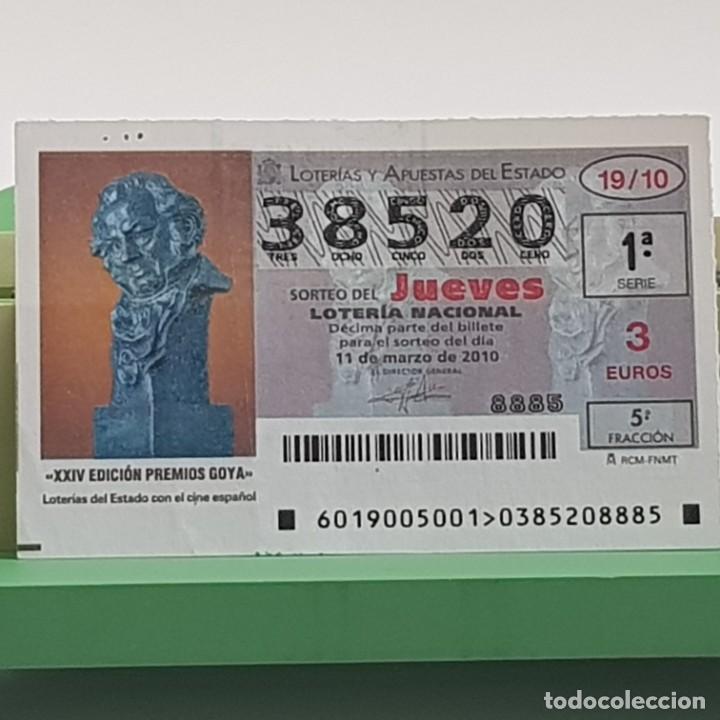 Nationale spanische Lotterie: LOTER&Iacute;A NACIONAL, SORTEO 19/10, 11 MARZO 2010, XXIV EDICI&Oacute;N PREMIOS GOYA, N&ordm; 38520