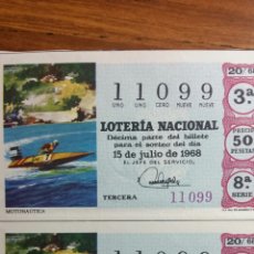 Lotería Nacional: DECIMOS DE LOTERIA 15/7/1968. Lote 231090100