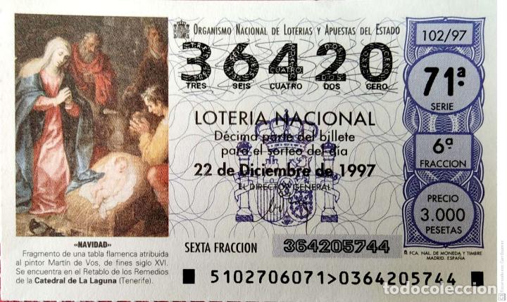 Loter&iacute;a Nacional: Espa&ntilde;a. Loter&iacute;a. 1997. Sorteo: 102 Navidad. Tabla flamenca del retablo de los Remedios de la Catedra