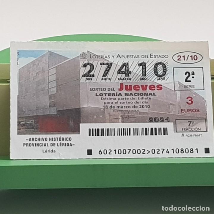 Nationale spanische Lotterie: LOTER&Iacute;A NACIONAL, SORTEO 21/10, 18 MARZO 2010, ARCHIVO HIST&Oacute;RICO PROVINCIAL L&Eacute;RIDA, N&ordm; 27410