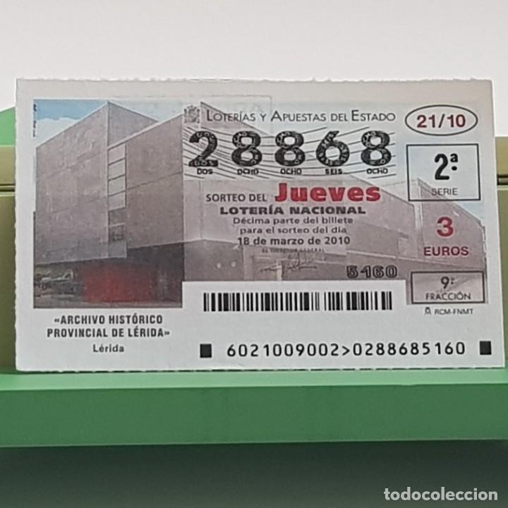 Nationale spanische Lotterie: LOTER&Iacute;A NACIONAL, SORTEO 21/10, 18 MARZO 2010, ARCHIVO HIST&Oacute;RICO PROVINCIAL L&Eacute;RIDA, N&ordm; 28868