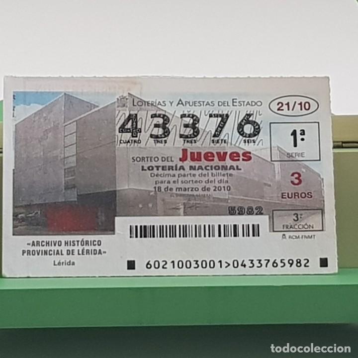 Nationale spanische Lotterie: LOTER&Iacute;A NACIONAL, SORTEO 21/10, 18 MARZO 2010, ARCHIVO HIST&Oacute;RICO PROVINCIAL L&Eacute;RIDA, N&ordm; 43376