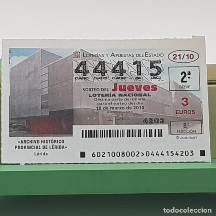 Nationale spanische Lotterie: LOTER&Iacute;A NACIONAL, SORTEO 21/10, 18 MARZO 2010, ARCHIVO HIST&Oacute;RICO PROVINCIAL L&Eacute;RIDA, N&ordm; 44415