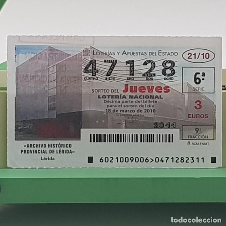Nationale spanische Lotterie: LOTER&Iacute;A NACIONAL, SORTEO 21/10, 18 MARZO 2010, ARCHIVO HIST&Oacute;RICO PROVINCIAL L&Eacute;RIDA, N&ordm; 47128
