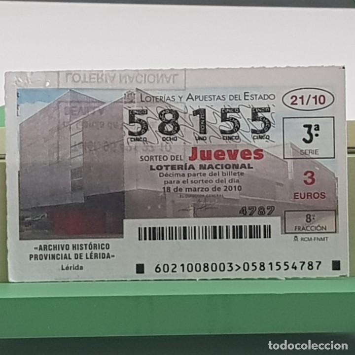Lotaria Nacional: LOTER&Iacute;A NACIONAL, SORTEO 21/10, 18 MARZO 2010, ARCHIVO HIST&Oacute;RICO PROVINCIAL L&Eacute;RIDA, N&ordm; 58155