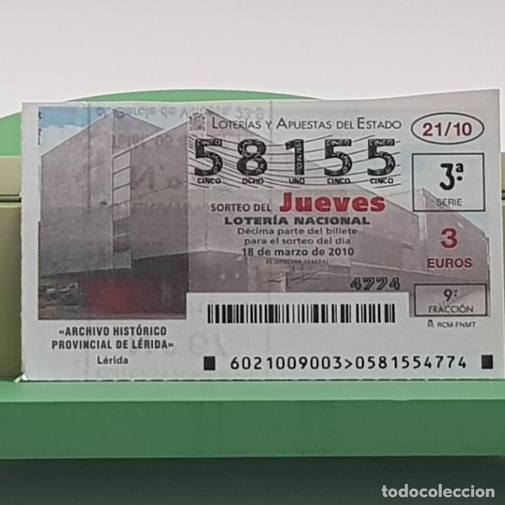 Lotaria Nacional: LOTER&Iacute;A NACIONAL, SORTEO 21/10, 18 MARZO 2010, ARCHIVO HIST&Oacute;RICO PROVINCIAL L&Eacute;RIDA, N&ordm; 58155