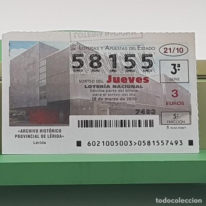Lotaria Nacional: LOTER&Iacute;A NACIONAL, SORTEO 21/10, 18 MARZO 2010, ARCHIVO HIST&Oacute;RICO PROVINCIAL L&Eacute;RIDA, N&ordm; 58155