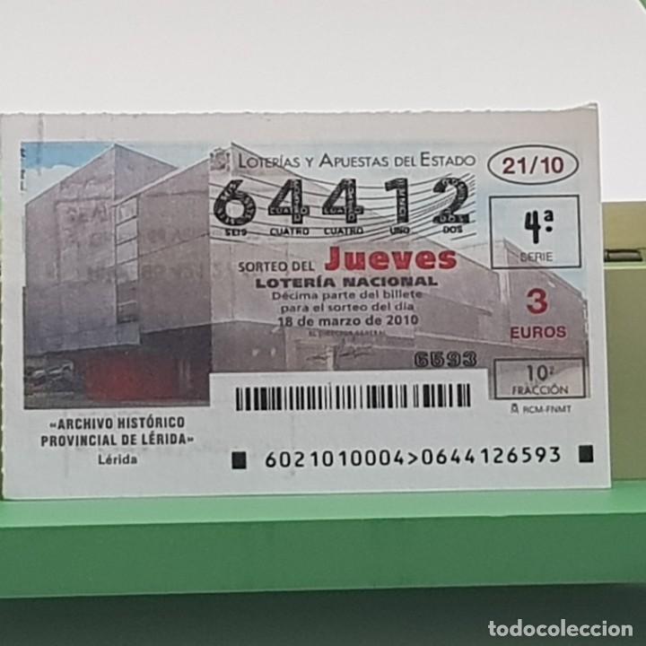 Lotaria Nacional: LOTER&Iacute;A NACIONAL, SORTEO 21/10, 18 MARZO 2010, ARCHIVO HIST&Oacute;RICO PROVINCIAL L&Eacute;RIDA, N&ordm; 64412