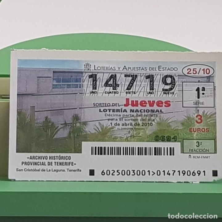 Nationale spanische Lotterie: LOTER&Iacute;A NACIONAL, SORTEO 25/10, 1 ABRIL 2010, ARCHIVO HIST&Oacute;RICO PROVINCIAL TENERIFE, N&ordm; 14719