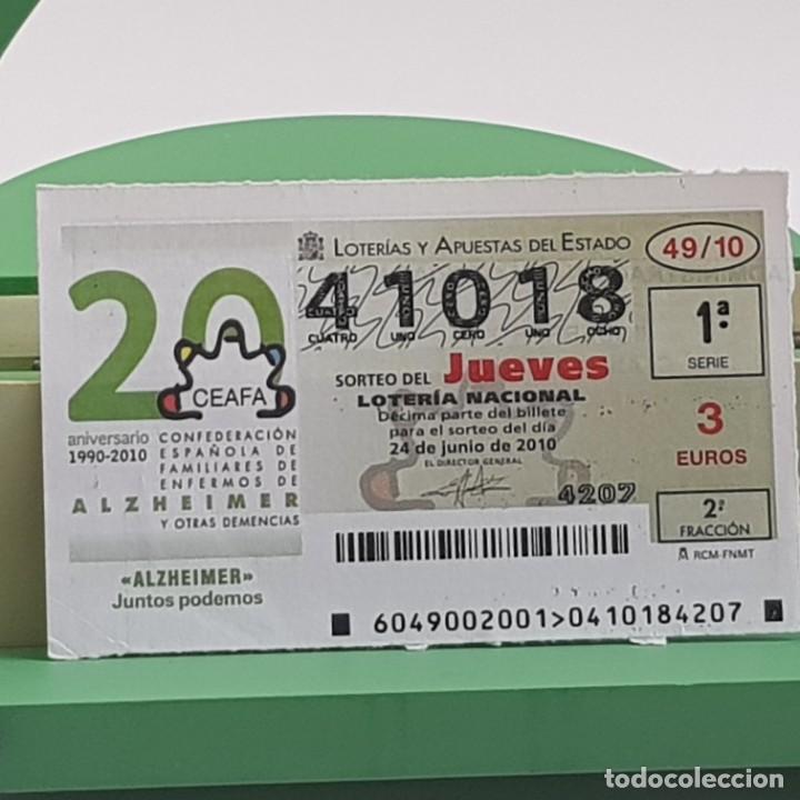 Nationale spanische Lotterie: LOTER&Iacute;A NACIONAL, JUEVES, SORTEO 49/10, 24 JUNIO 2010, ALZHEIMER JUNTOS PODEMOS, N&ordm; 41018