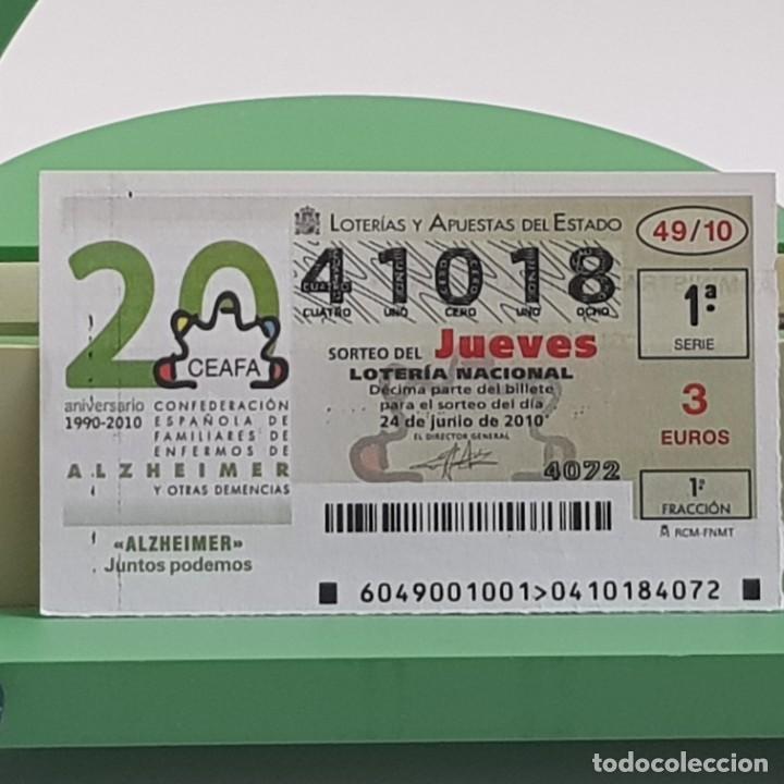 Nationale spanische Lotterie: LOTER&Iacute;A NACIONAL, JUEVES, SORTEO 49/10, 24 JUNIO 2010, ALZHEIMER JUNTOS PODEMOS, N&ordm; 41018