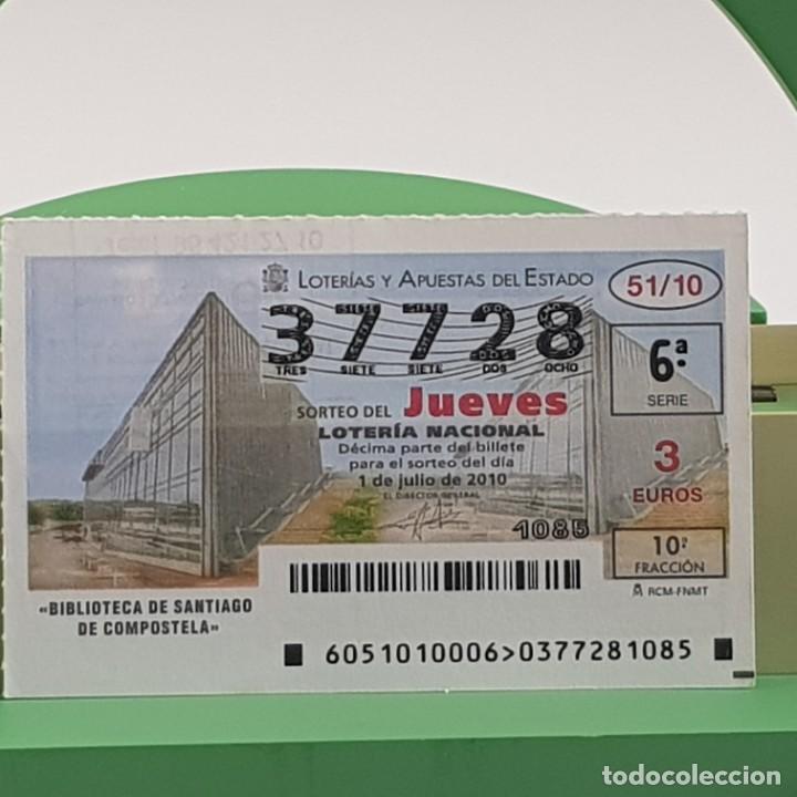 Nationale spanische Lotterie: LOTER&Iacute;A NACIONAL, JUEVES, SORTEO 51/10, 1 JULIO 2010, BIBLIOTECA SANTIAGO COMPOSTELA, N&ordm; 37728