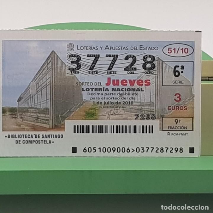 Nationale spanische Lotterie: LOTER&Iacute;A NACIONAL, JUEVES, SORTEO 51/10, 1 JULIO 2010, BIBLIOTECA SANTIAGO COMPOSTELA, N&ordm; 37728