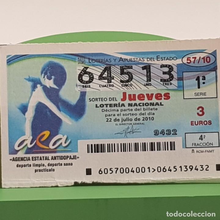 National Spanish Lottery: LOTER&Iacute;A NACIONAL, JUEVES, SORTEO 57/10, 23 JULIO 2010, AGENCIA ESTATAL ANTIDOPAJE, N&ordm; 64513