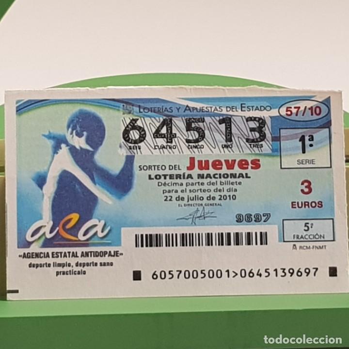 National Spanish Lottery: LOTER&Iacute;A NACIONAL, JUEVES, SORTEO 57/10, 23 JULIO 2010, AGENCIA ESTATAL ANTIDOPAJE, N&ordm; 64513