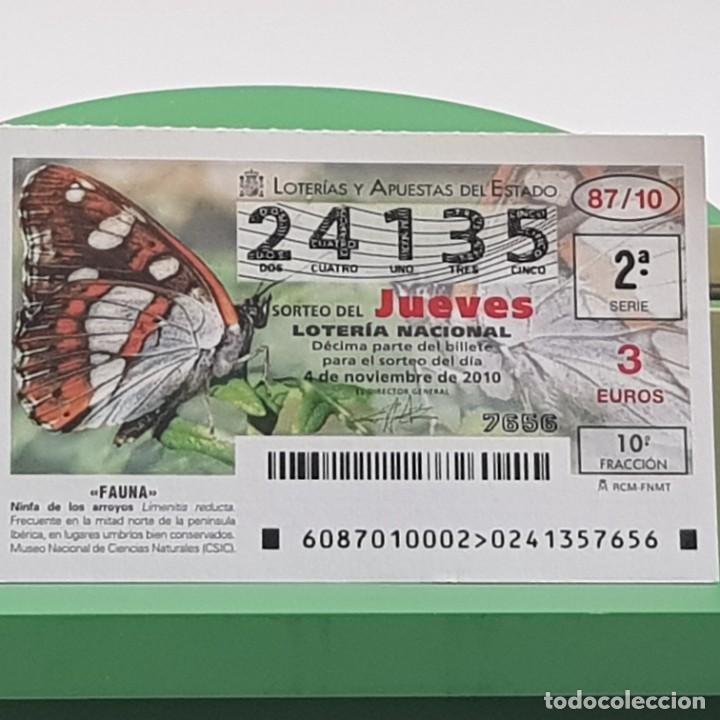 National Spanish Lottery: LOTER&Iacute;A NACIONAL, JUEVES, SORTEO 87/10, 4 NOVIEMBRE 2010, FAUNA, NINFA DE LOS ARROYOS, N&ordm; 24135
