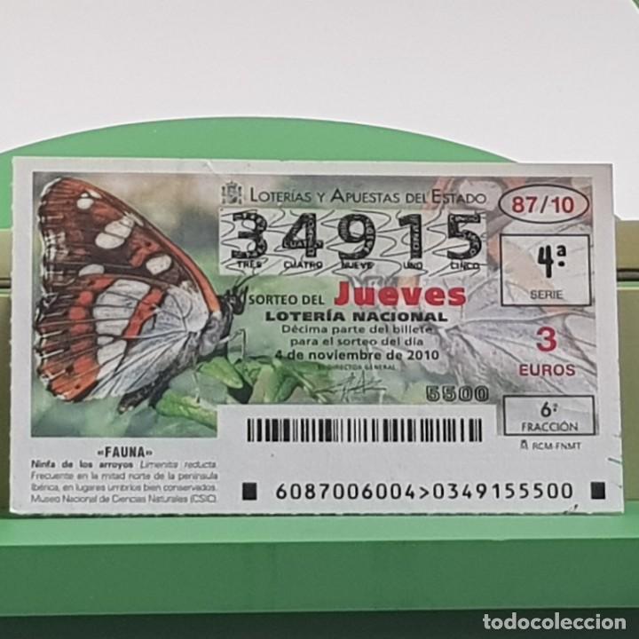 National Spanish Lottery: LOTER&Iacute;A NACIONAL, JUEVES, SORTEO 87/10, 4 NOVIEMBRE 2010, FAUNA, NINFA DE LOS ARROYOS, N&ordm; 34915