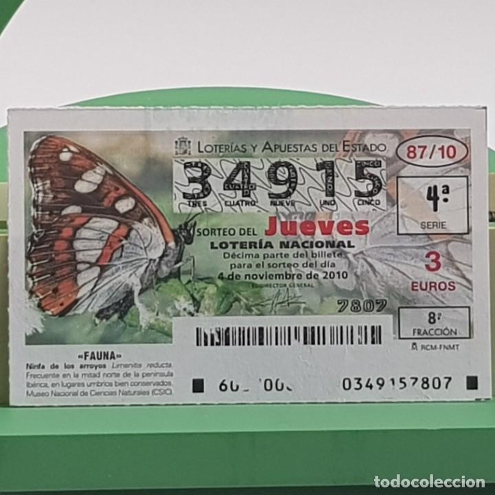 National Spanish Lottery: LOTER&Iacute;A NACIONAL, JUEVES, SORTEO 87/10, 4 NOVIEMBRE 2010, FAUNA, NINFA DE LOS ARROYOS, N&ordm; 34915