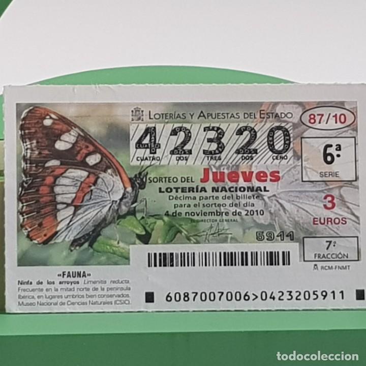 National Spanish Lottery: LOTER&Iacute;A NACIONAL, JUEVES, SORTEO 87/10, 4 NOVIEMBRE 2010, FAUNA, NINFA DE LOS ARROYOS, N&ordm; 42320,LEER