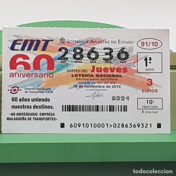 Lotteria Nationale Spagnola: LOTER&Iacute;A NACIONAL, SORTEO 91/10, 18 NOVIEMBRE 2010, EMPRESA MALAGUE&Ntilde;A TRANSPORTES, N&ordm; 28636, LEER