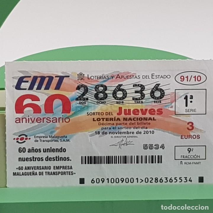 Lotteria Nationale Spagnola: LOTER&Iacute;A NACIONAL, SORTEO 91/10, 18 NOVIEMBRE 2010, EMPRESA MALAGUE&Ntilde;A TRANSPORTES, N&ordm; 28636