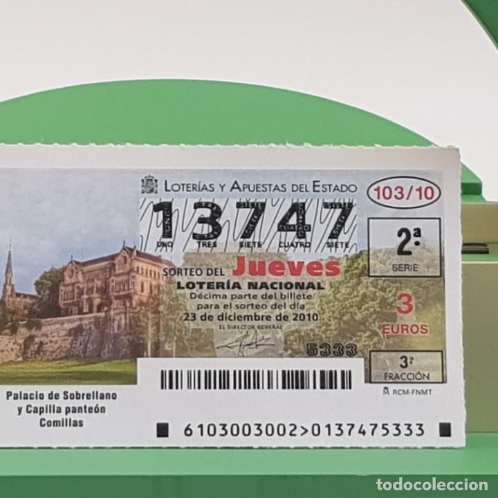 Lotteria Nationale Spagnola: LOTER&Iacute;A NACIONAL, SORTEO 103/10, 23 DICIEMBRE 2010, PALACIO SOBRELLANO Y PANTE&Oacute;N COMILLAS, N&ordm; 13747