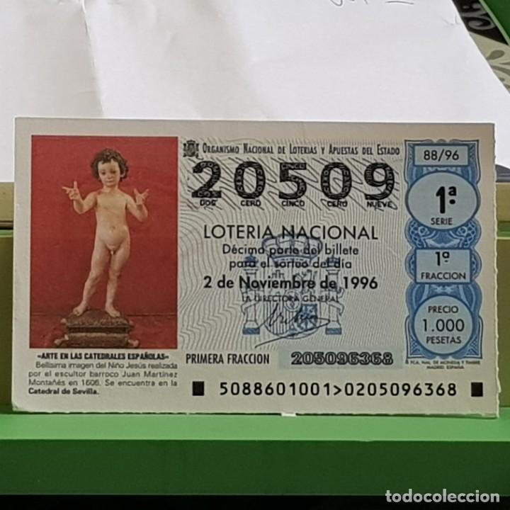 Loter&iacute;a nacional: LOTER&Iacute;A NACIONAL, SORTEO 88/96, 2 NOVIEMBRE 1996, NI&Ntilde;O JES&Uacute;S DE MONTA&Ntilde;&Eacute;S, CATEDRAL SEVILLA, N&ordm; 20509
