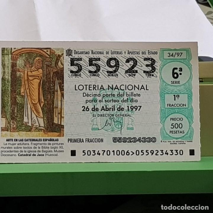 Lotteria Nationale Spagnola: LOTER&Iacute;A NACIONAL, SORTEO 34/97, 26 ABRIL 1997, LA MUJER AD&Uacute;LTERA, CATEDRAL JACA, N&ordm; 55923