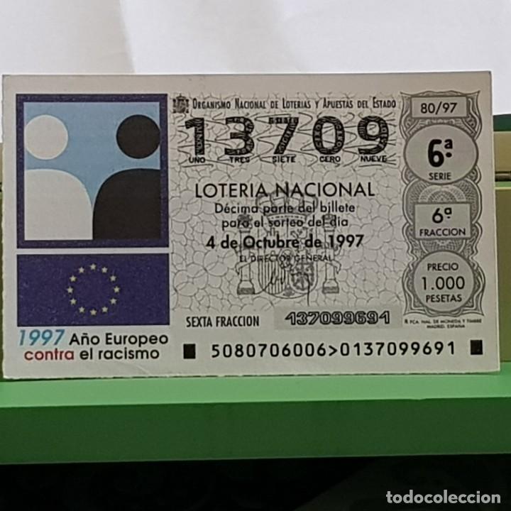 National Spanish Lottery: LOTER&Iacute;A, SORTEO 80/97, 4 OCTUBRE 1997, A&Ntilde;O EUROPEO CONTRA EL RACISMO, N&ordm; 13709