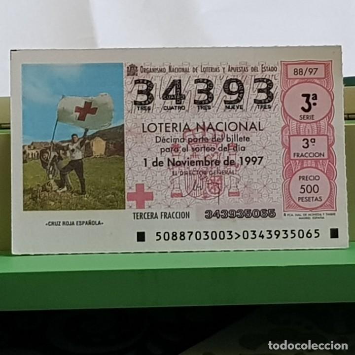 Lotteria Nationale Spagnola: LOTER&Iacute;A NACIONAL, SORTEO 88/97, 1 NOVIEMBRE 1997, CRUZ ROJA ESPA&Ntilde;OLA, N&ordm; 34393
