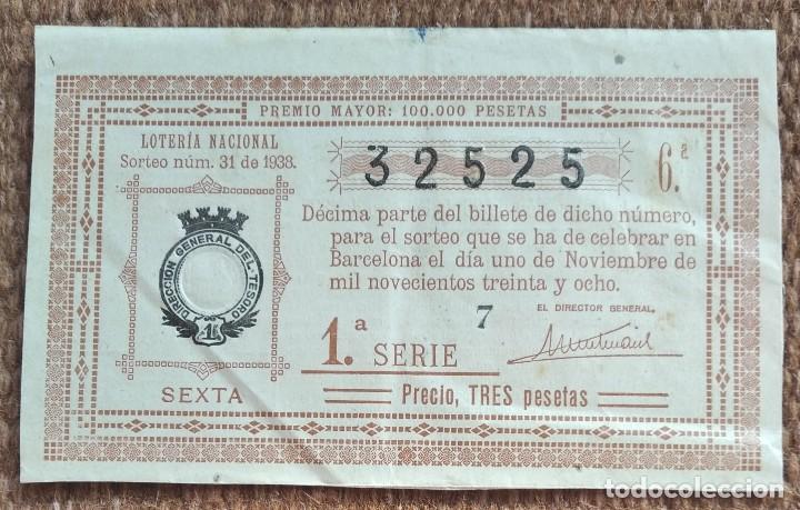 Loter&iacute;a nacional: LOTERIA NACIONAL SORTEO 31 - 1938