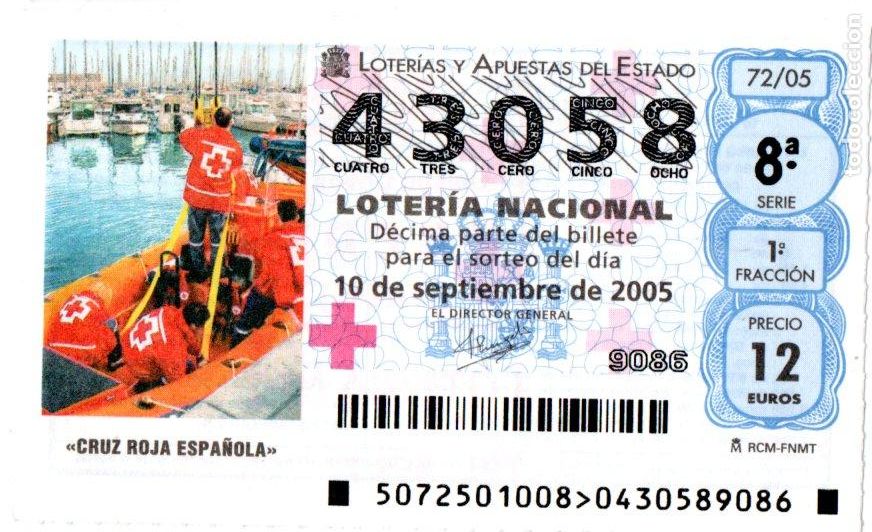 Nationale spanische Lotterie: LOTER&Iacute;A NACIONAL - 10 DE SEPTIEMBRE DE 2005 - SORTEO 72 - CRUZ ROJA ESPA&Ntilde;OLA -
