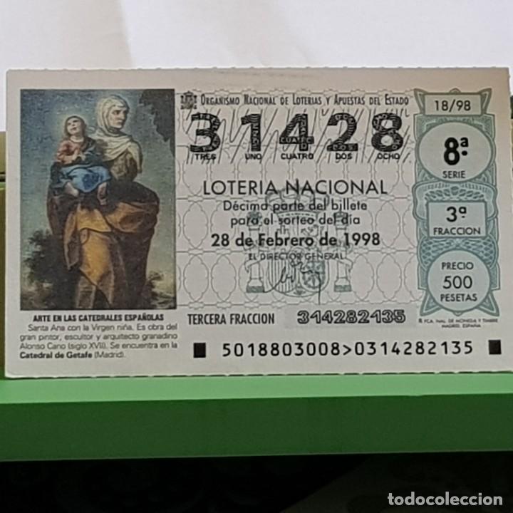 Lotteria Nationale Spagnola: LOTERIA, SORTEO 18/98, 28 FEBRERO 1998, SANTA ANA CON LA VIRGEN NI&Ntilde;A,CATEDRAL GETAFE, N&ordm; 31428