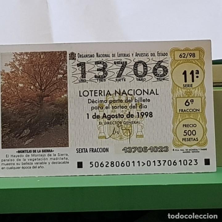 Lotteria Nationale Spagnola: LOTERIA NACIONAL, SORTEO 62/98, 1 AGOSTO 1998, EL HAYEDO DE MONTEJO DE LA SIERRA, N&ordm; 13706