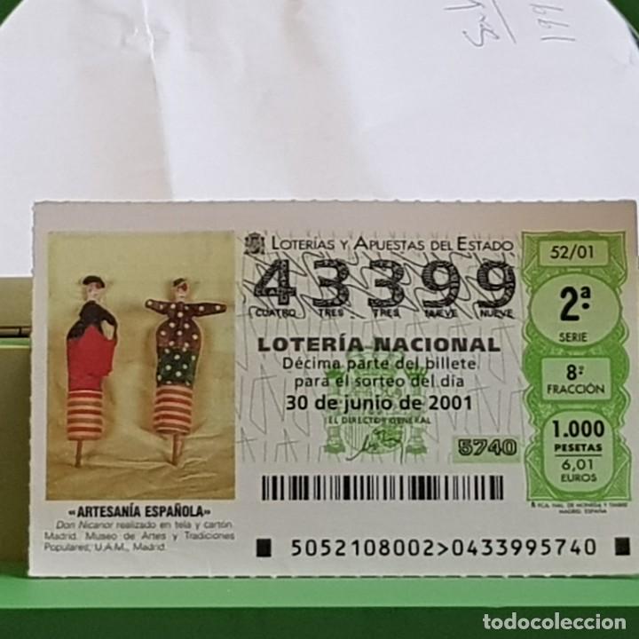 National Spanish Lottery: LOTERIA NACIONAL, SORTEO 52/01, 30 JUNIO 2001, ARTESAN&Iacute;A, DON NICANOR EN TELA Y CART&Oacute;N, N&ordm; 43399